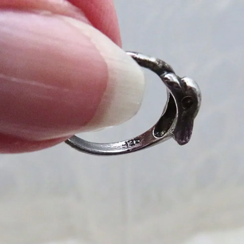 Vintage Sterling Silver Dolphin Toe Ring Adjustable Size 3.5 Ocean Theme